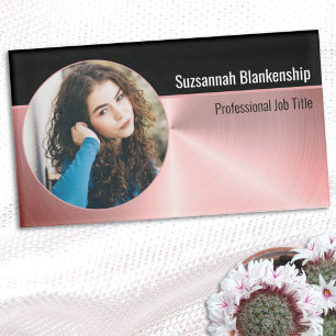 Brushed Pink Metal Custom Photo Professional Name Tag