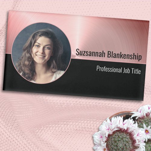 Brushed Pink Metal Custom Photo Professional Name Tag