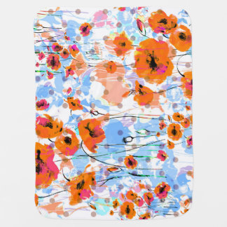 Brushed Poppies: Abstract Floral Texture Baby Blanket