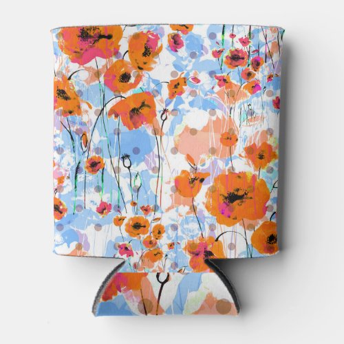 Brushed Poppies Abstract Floral Texture Can Cooler