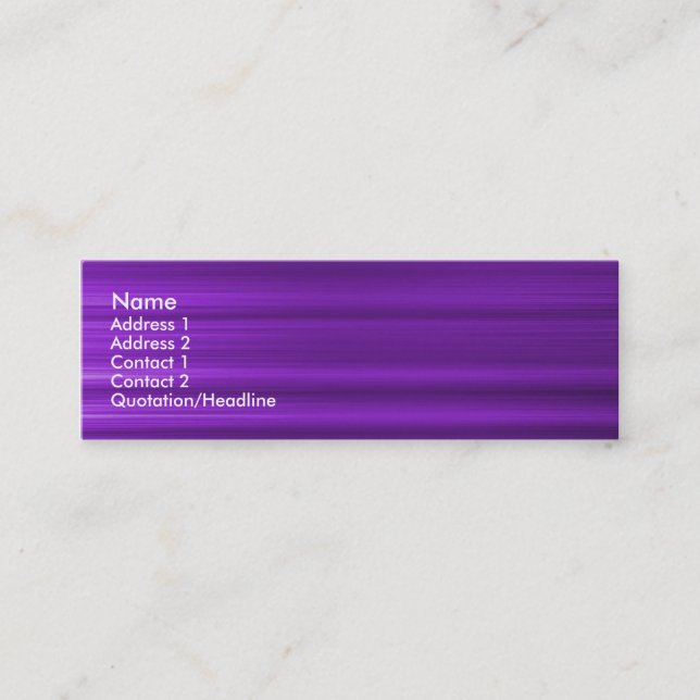 Brushed Purple Metal Mini Business Card (Front)