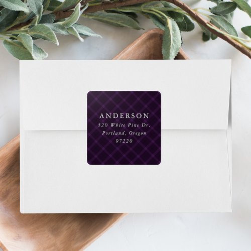 Brushed Purple Plaid Return Address Label