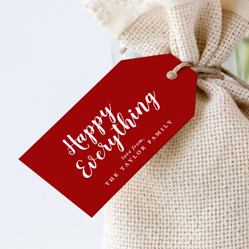 Brushed Red Happy Everything Family Holiday Gift Tags
