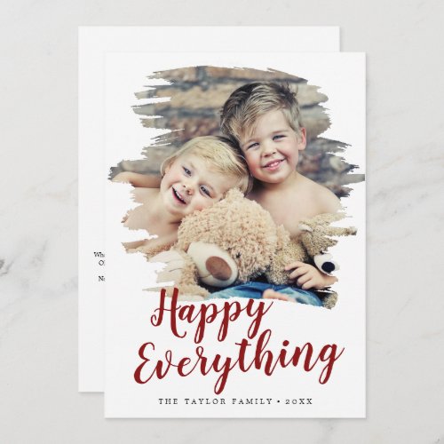 Brushed Red Happy Everything Year In Review Holiday Card