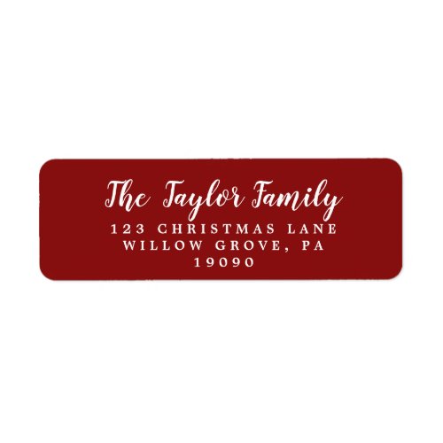 Brushed Red Holiday Family Return Address Label