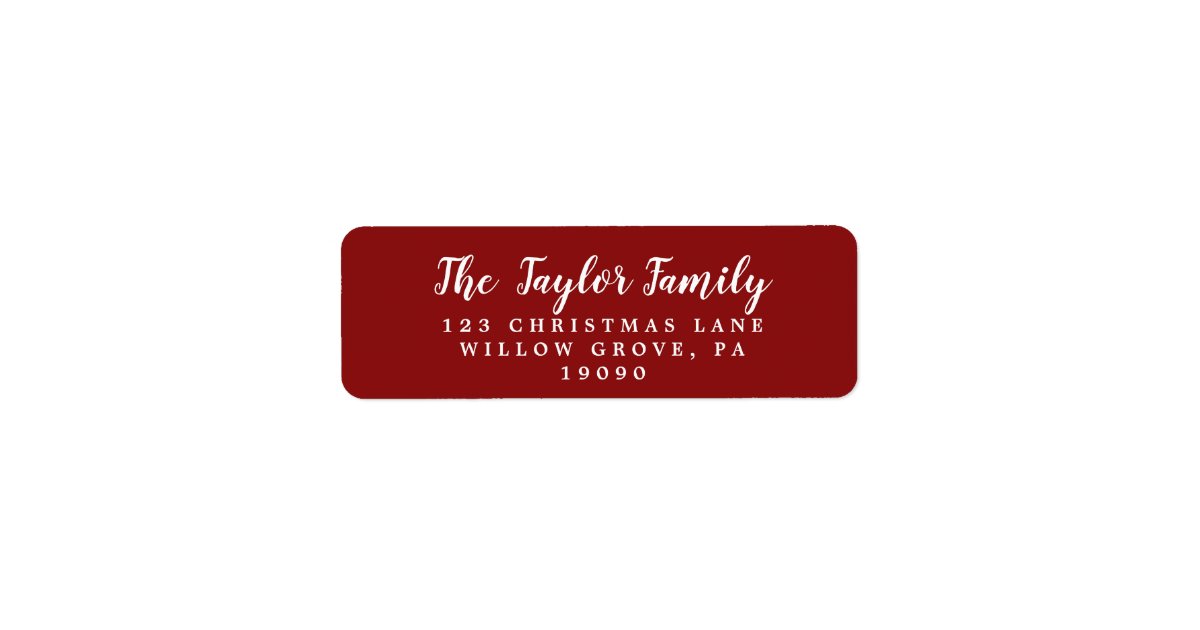 Brushed Red Holiday Family Return Address Label | Zazzle.com