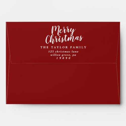 Brushed Red Merry Christmas Card Envelope