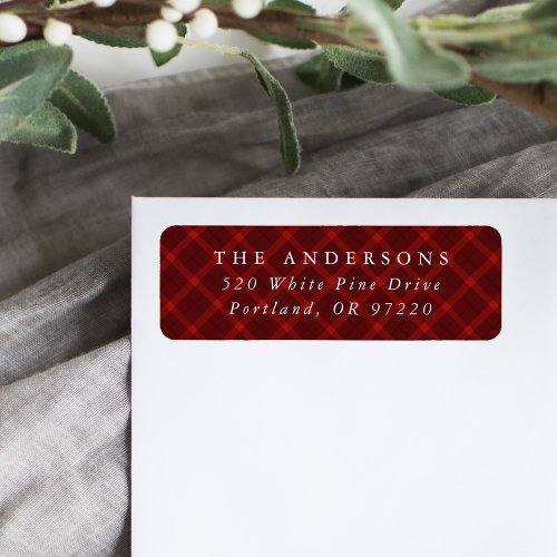 Brushed Red Plaid Holiday Return Address Label