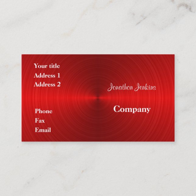Brushed red steel business card (Front)