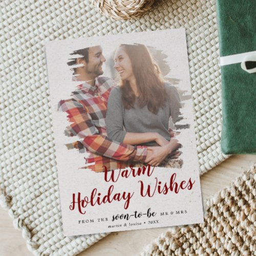 Brushed Red Warm Holiday Wishes Photo Card