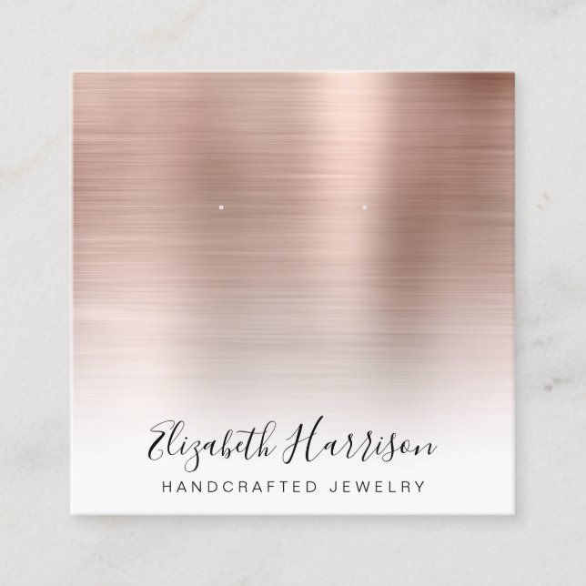 Brushed Rose Gold Jewelry Display Square Business Card (Front)