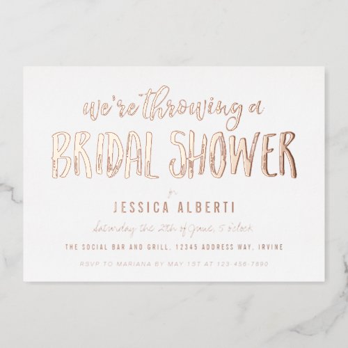 Brushed Shimmer Bridal Shower Gold Foil Invitation