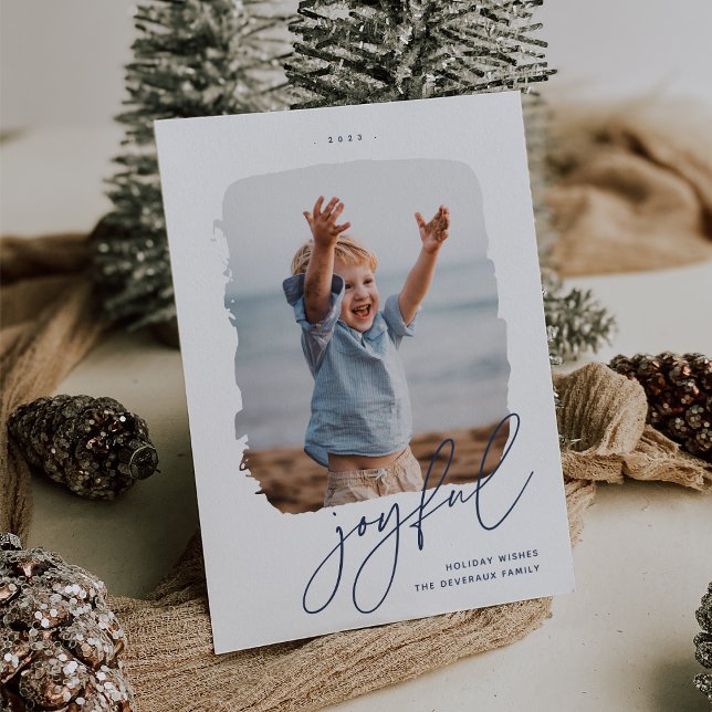 Brushed Signature | Joyful | Photo Holiday Card (Creator Uploaded)