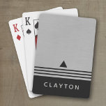 Brushed Silver And Black Manly Design Custom Name Playing Cards at Zazzle