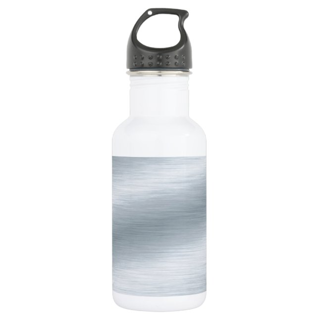 Brushed Silver Background Water Bottle (Front)