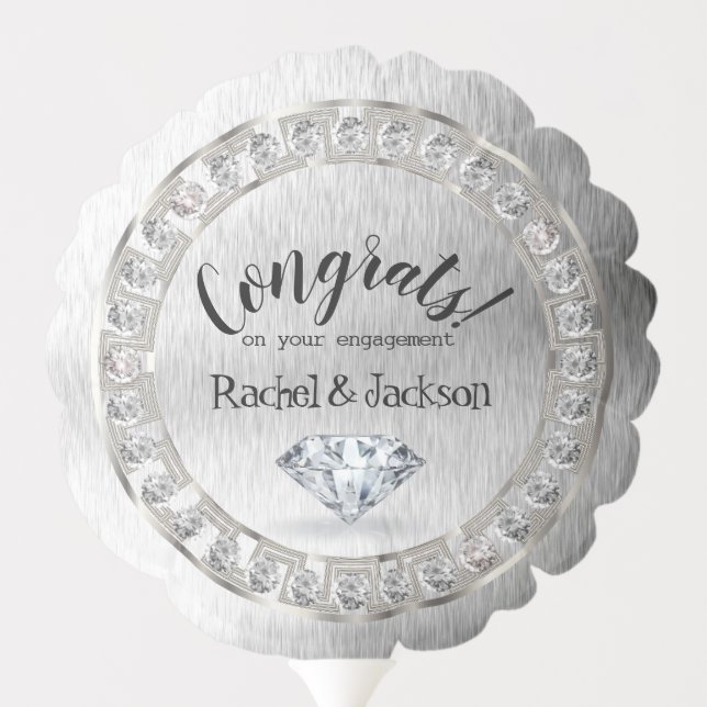Brushed Silver Engagement Party Balloon (Back)