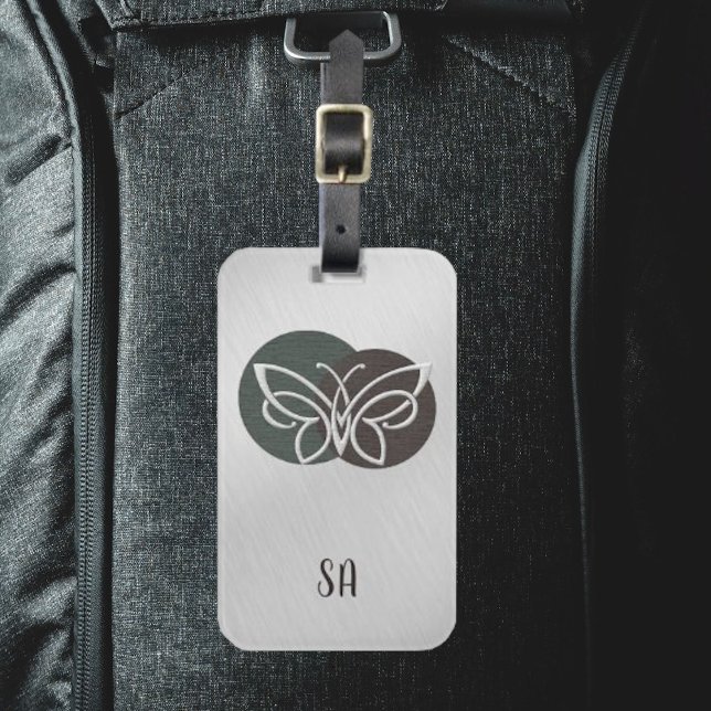 Brushed Silver Luxurious Butterfly Luggage Tag (Creator Uploaded)