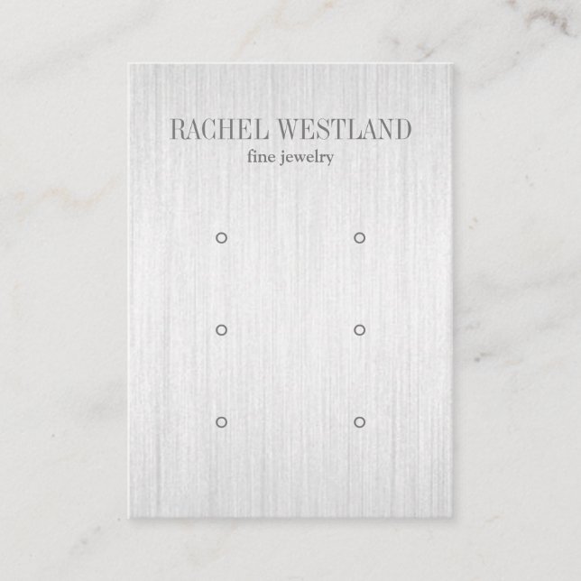 Brushed silver Luxury Jewelry 3 Earring display Business Card (Front)