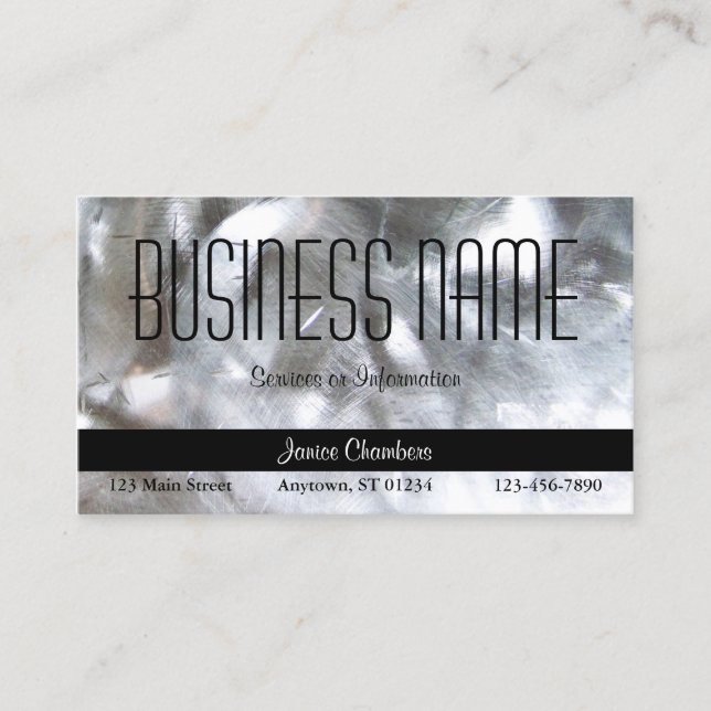 Brushed Silver Metal Construction Business Card (Front)