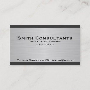 Brushed Silver Metallic and Black Border Business Card