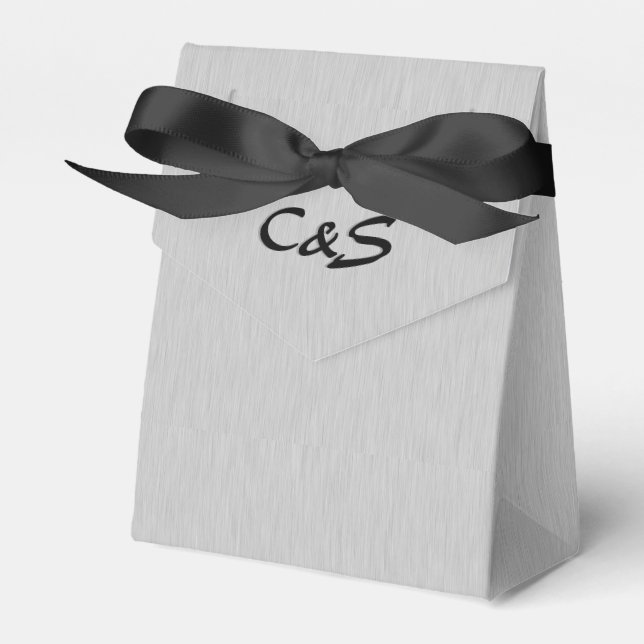Brushed Silver Monogrammed Favor Boxes (Front Side)