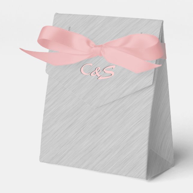 Brushed Silver Personalized Favor Boxes (Front Side)