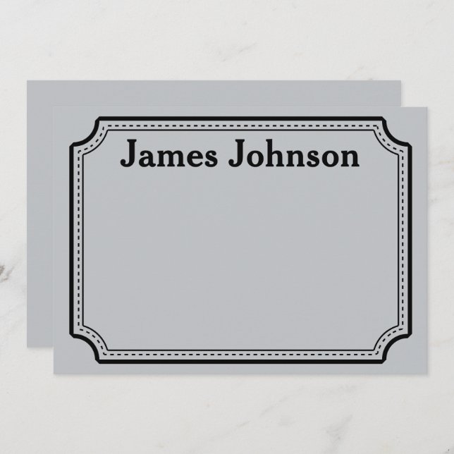 Brushed Silver Retro Bold Serif Desk Name Plate Note Card (Front/Back)