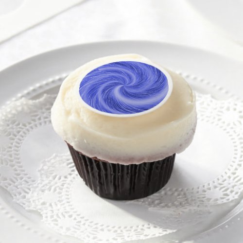 Brushed Spiral _ Blue Edible Frosting Rounds