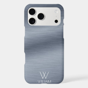 Brushed Stainless Steel Look Personalized Monogram iPhone 17 Pro Max Case