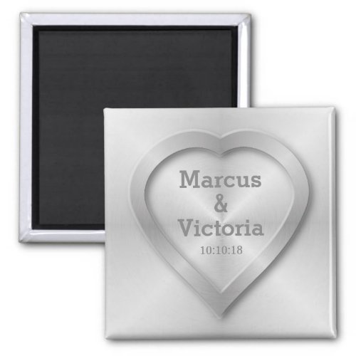 Brushed stainless steel wedding magnet