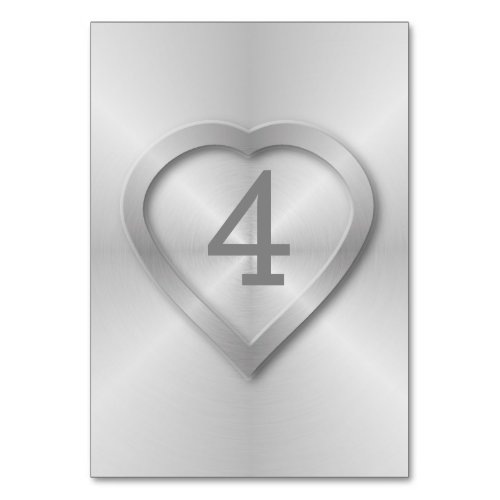 Brushed stainless steel wedding table number