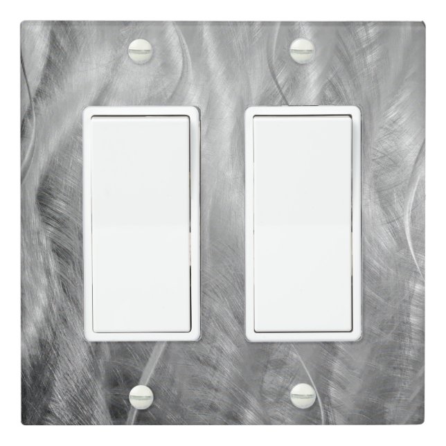 Brushed Stainless Wavy Abstract Light Switch Cover (In Situ)