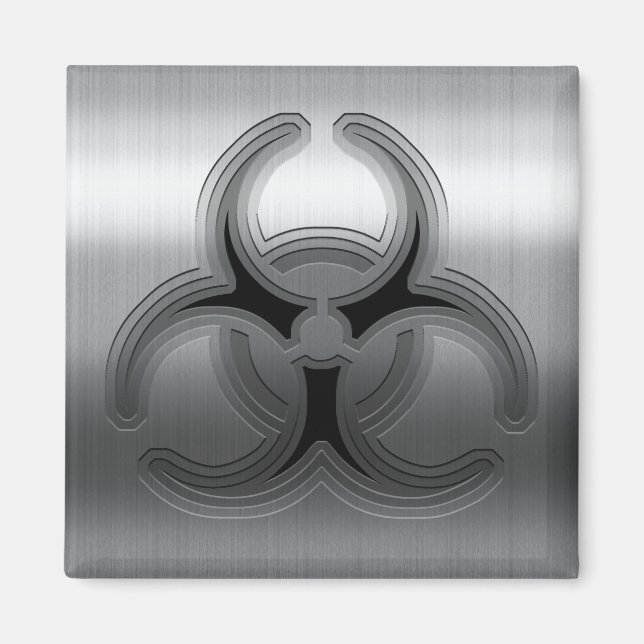 Brushed Steel Biohazard Magnet (Front)