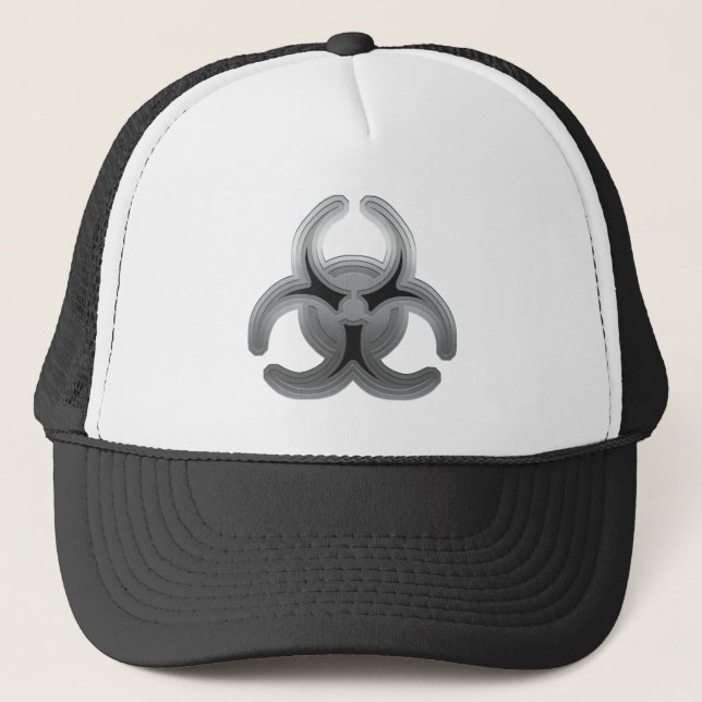 Brushed Steel Biohazard Trucker Hat (Front)