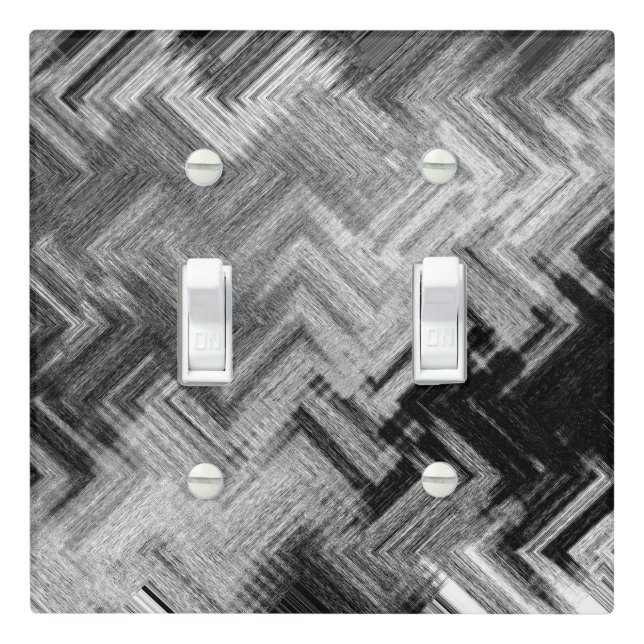 Brushed Steel Double Toggle Light Switch Cover (In Situ)