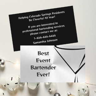 Brushed Steel Event Bartender Business Card