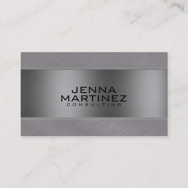 Brushed Steel & Metallic Silver Mash Consulting Business Card (Front)