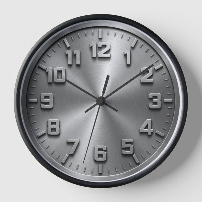 Brushed steel replace dial quartz clock (Front)