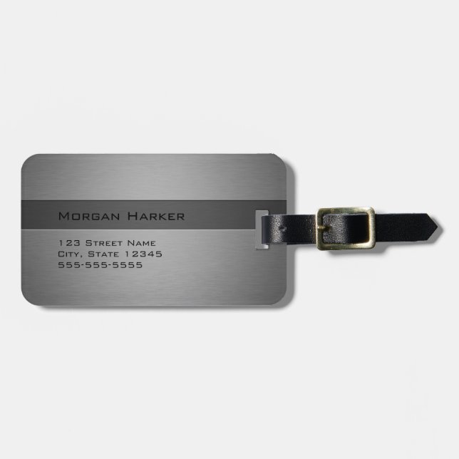 Brushed Steel Two Shades Luggage Tag (Front Horizontal)