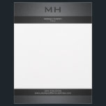 Brushed Steel Two Shades with Your Name<br><div class="desc">Clean and bold letterhead with a brushed steel design in two dark shades.</div>
