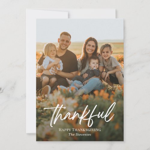 Brushed Thankful Thanksgiving Photo Cards