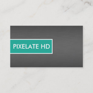 Brushed titanium and aqua business card
