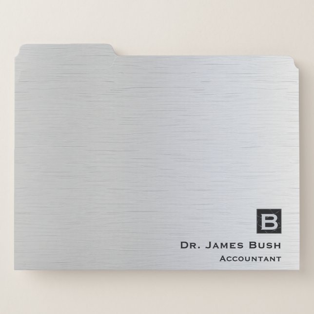 Brushed Titanium Slate Monogram Professional File Folder (Front Left)