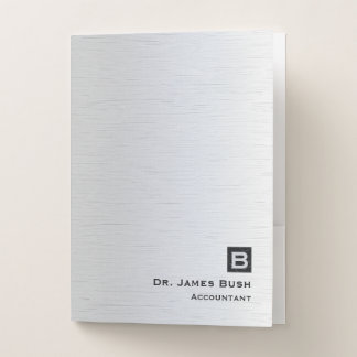 Brushed Titanium Slate Monogram Professional Pocket Folder