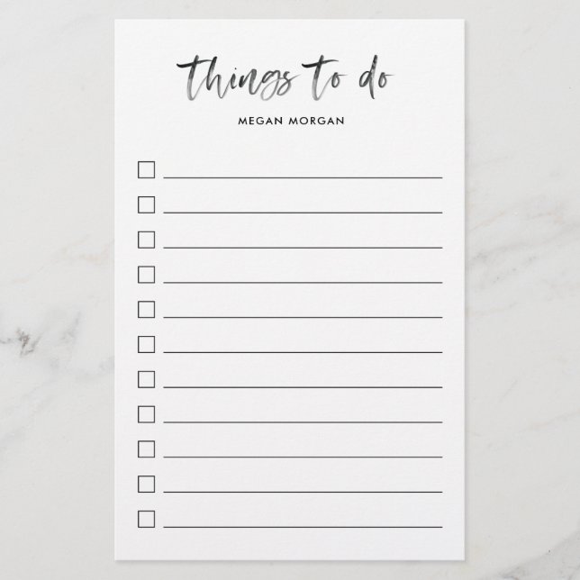 Brushed To Do List Note Stationery (Front)