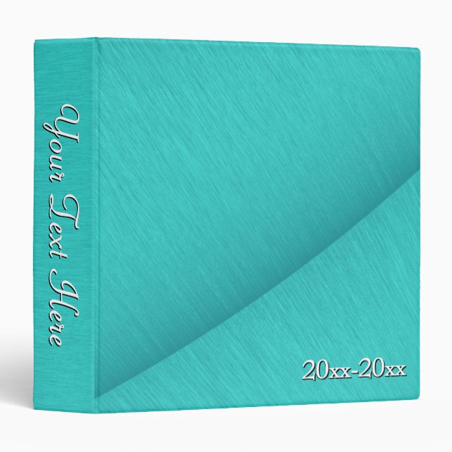Brushed Turquoise Contour Name and Date Binder (Front/Spine)
