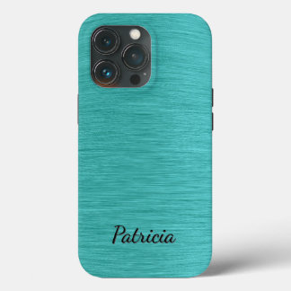 Brushed Turquoise Delight Personal Name iPhone 13 Pro Case