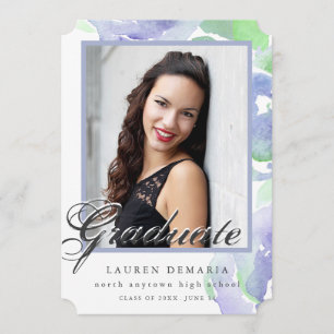 Brushed Watercolor Graduation Announcement