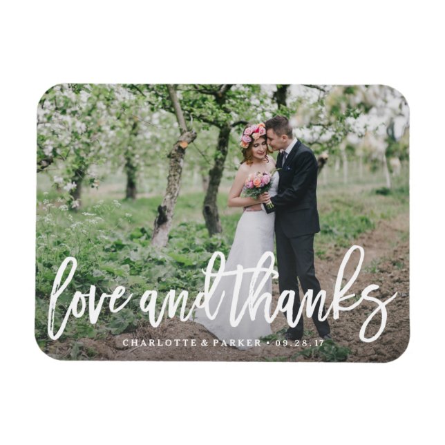 Brushed Wedding Thank You Photo Magnet (Horizontal)