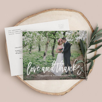 Brushed Wedding Thank You Photo Post Card by FINEandDANDY at Zazzle